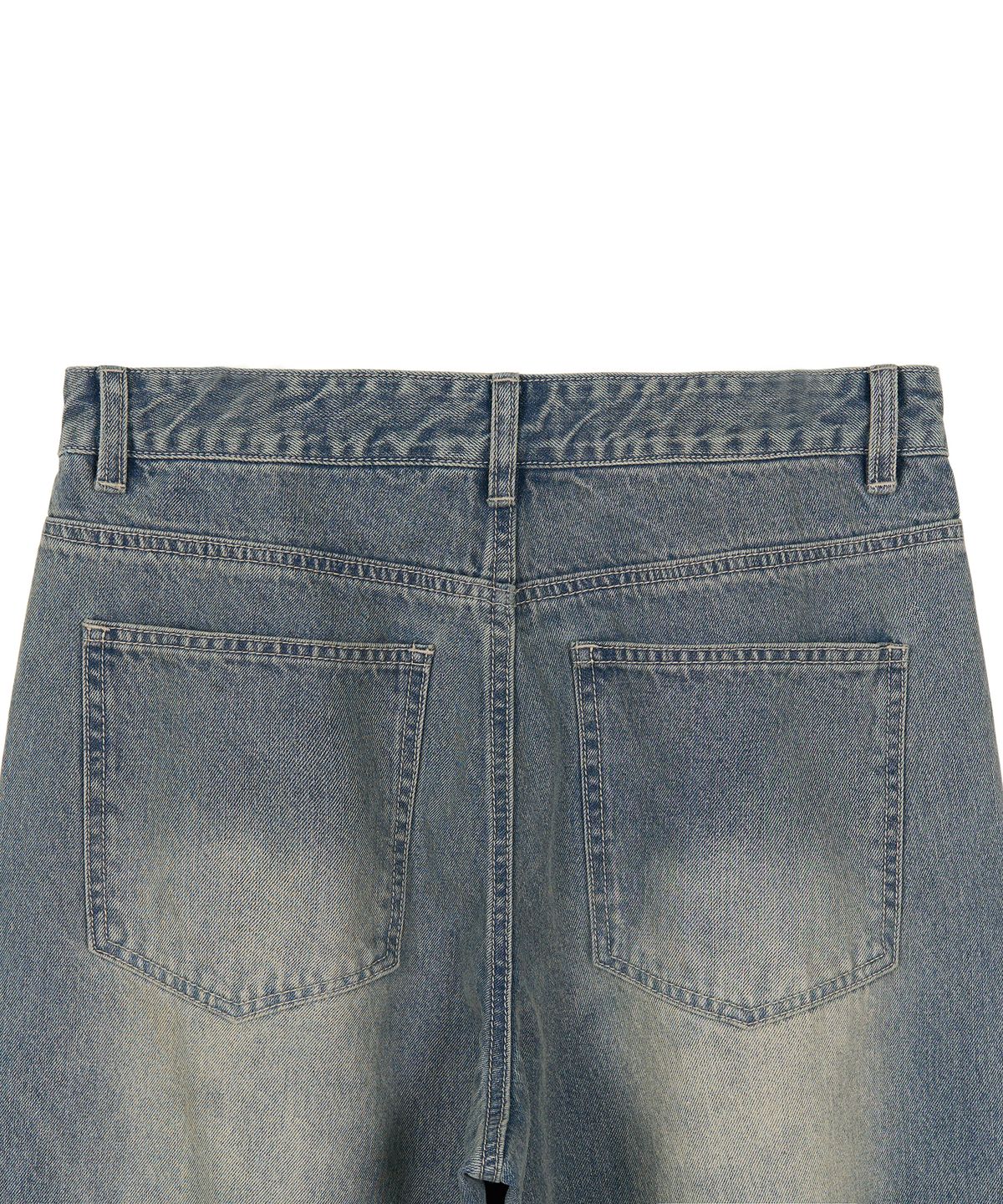 엑스컨테이너(EXCONTAINER) 빈티지 워시드 와이드 데님 팬츠 (BEIGE BLUE)