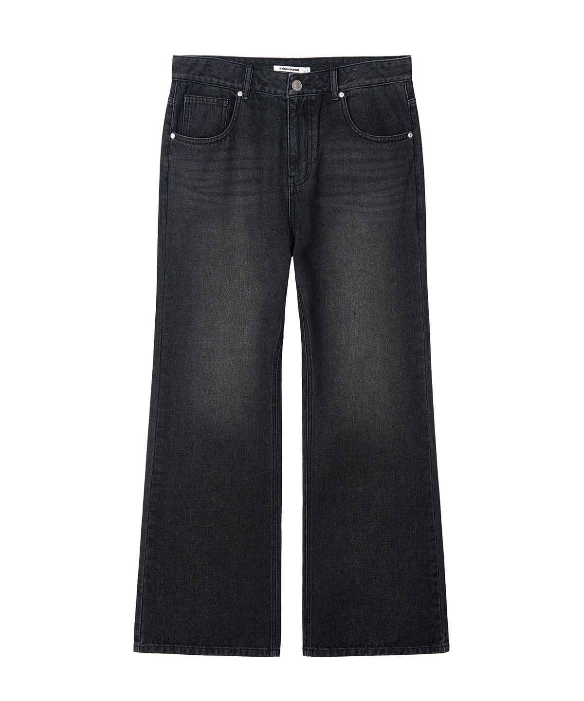 엑스컨테이너(EXCONTAINER) 세미 와이드 부츠컷 데님 팬츠 (WASHED BLACK)