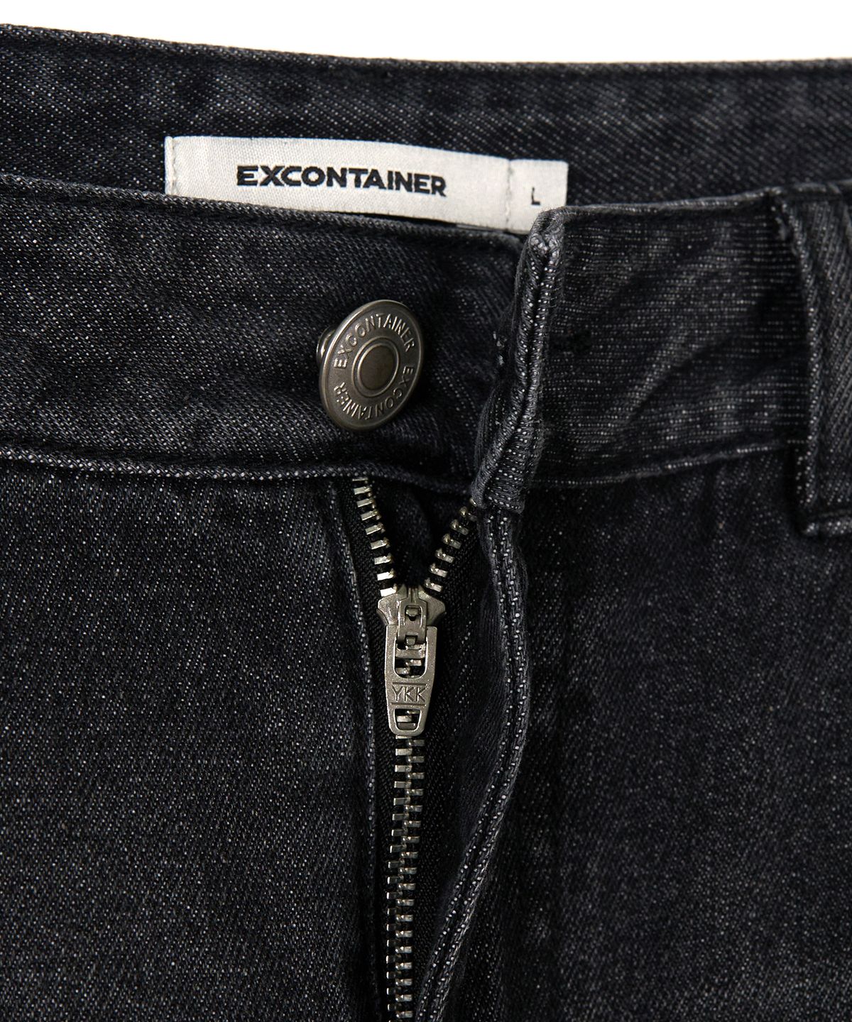 엑스컨테이너(EXCONTAINER) 세미 와이드 부츠컷 데님 팬츠 (WASHED BLACK)