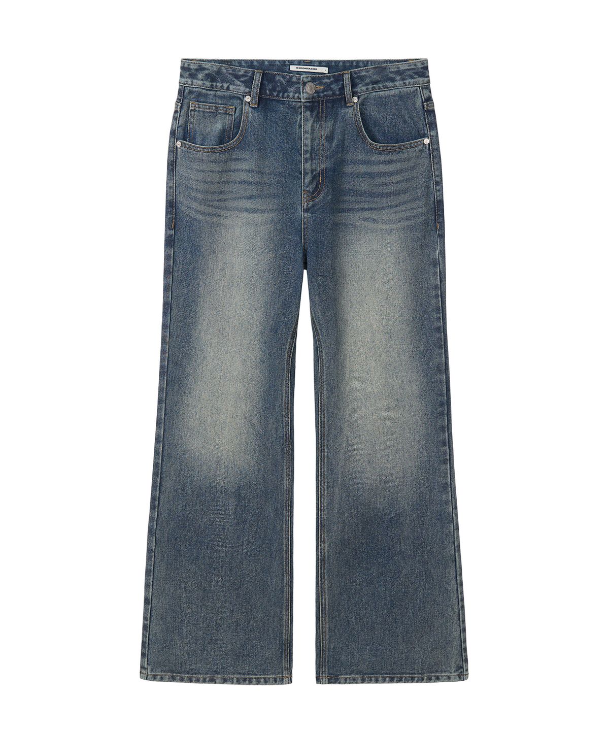 엑스컨테이너(EXCONTAINER) 세미 와이드 부츠컷 데님 팬츠 (MEDIUM INDIGO)