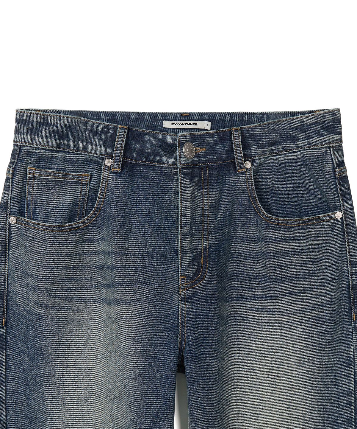 엑스컨테이너(EXCONTAINER) 세미 와이드 부츠컷 데님 팬츠 (MEDIUM INDIGO)