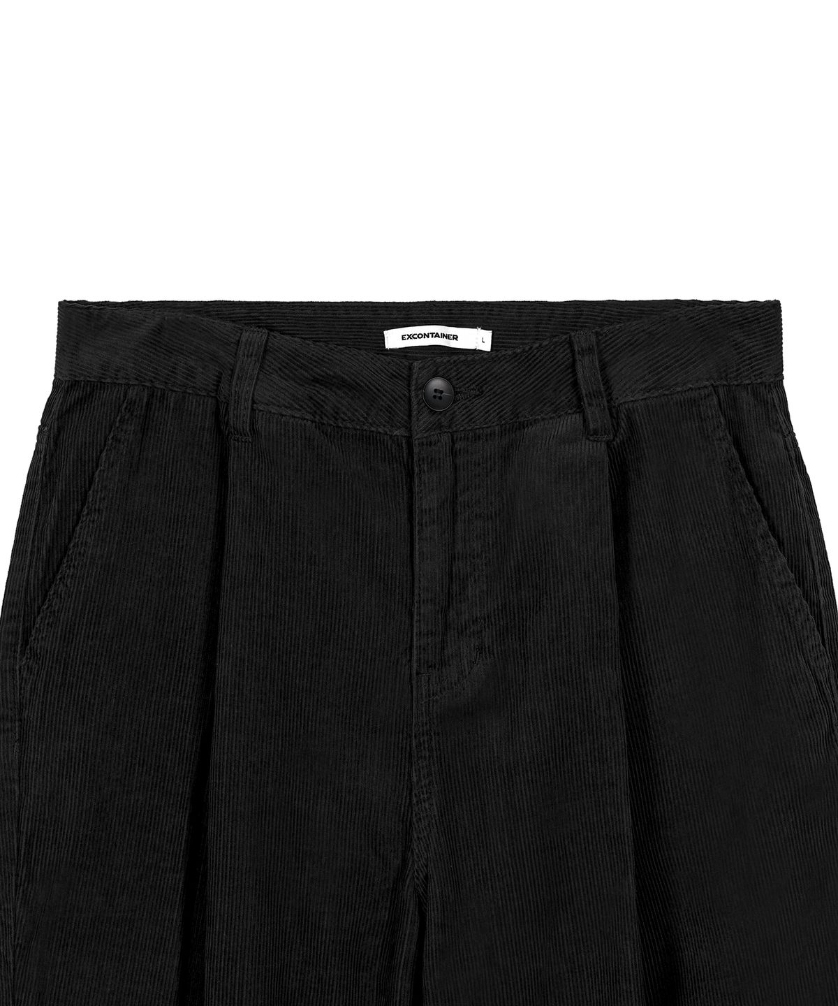엑스컨테이너(EXCONTAINER) 원턱 와이드 코듀로이 팬츠 (BLACK)