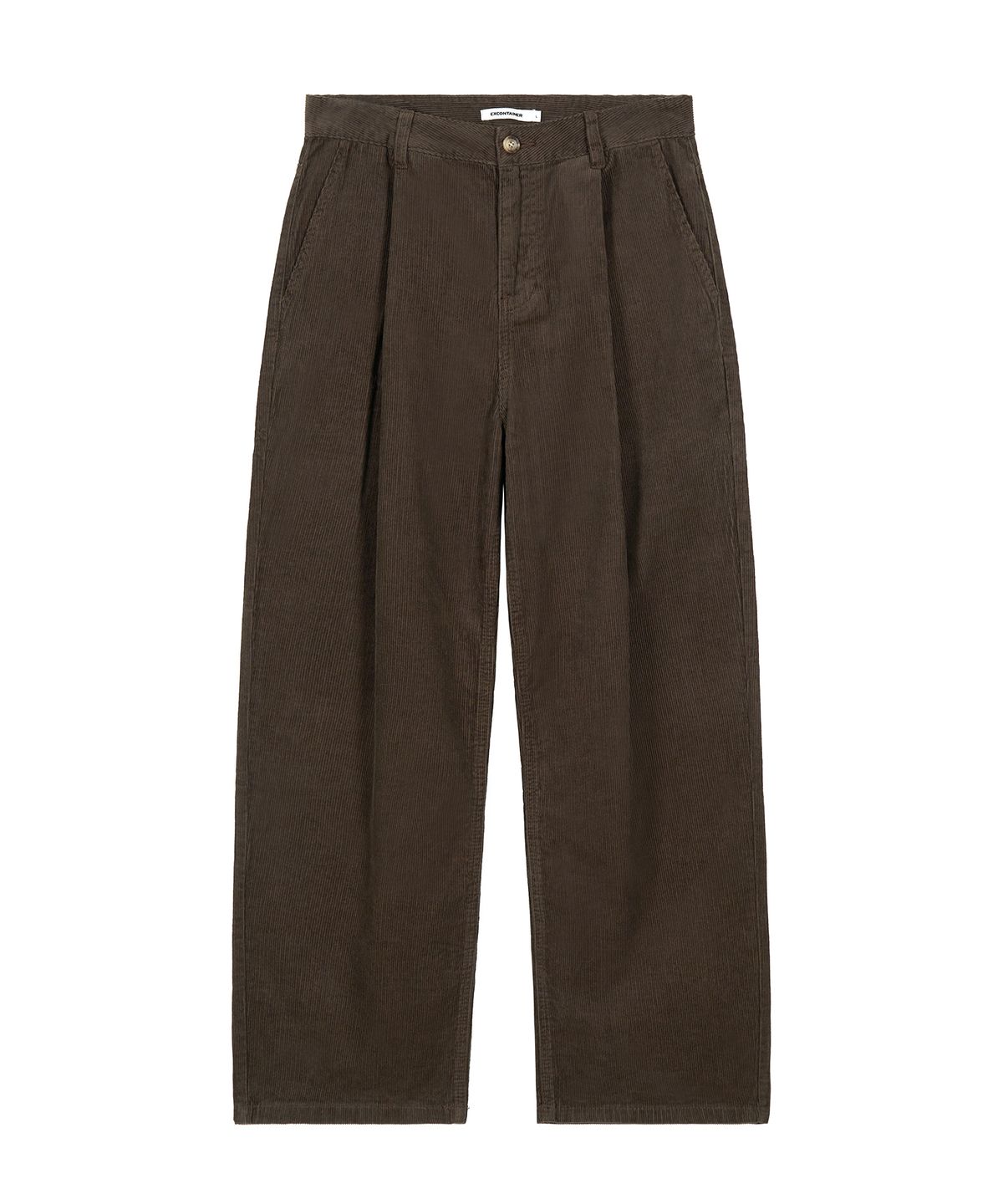 엑스컨테이너(EXCONTAINER) 원턱 와이드 코듀로이 팬츠 (BROWN)
