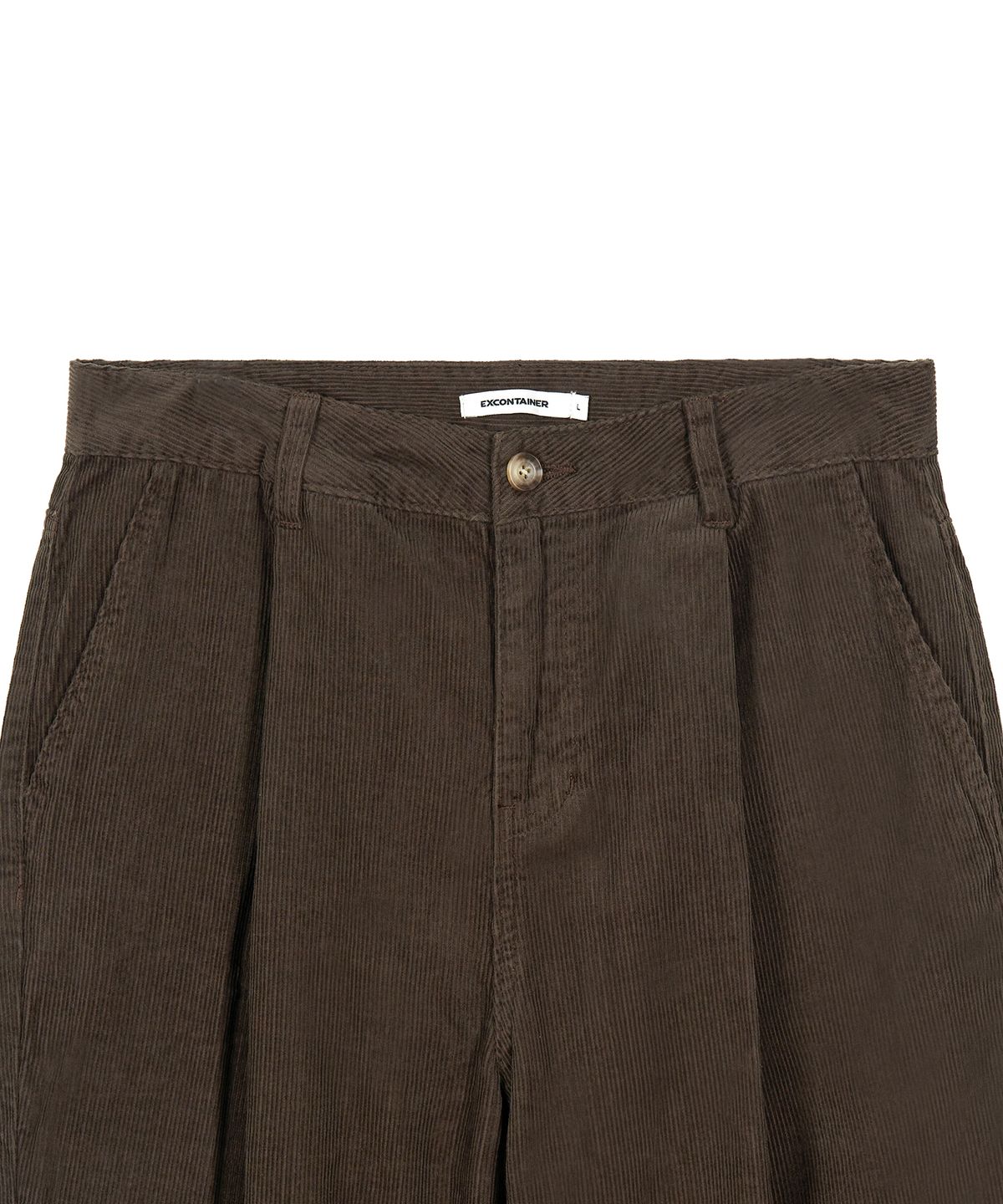 엑스컨테이너(EXCONTAINER) 원턱 와이드 코듀로이 팬츠 (BROWN)