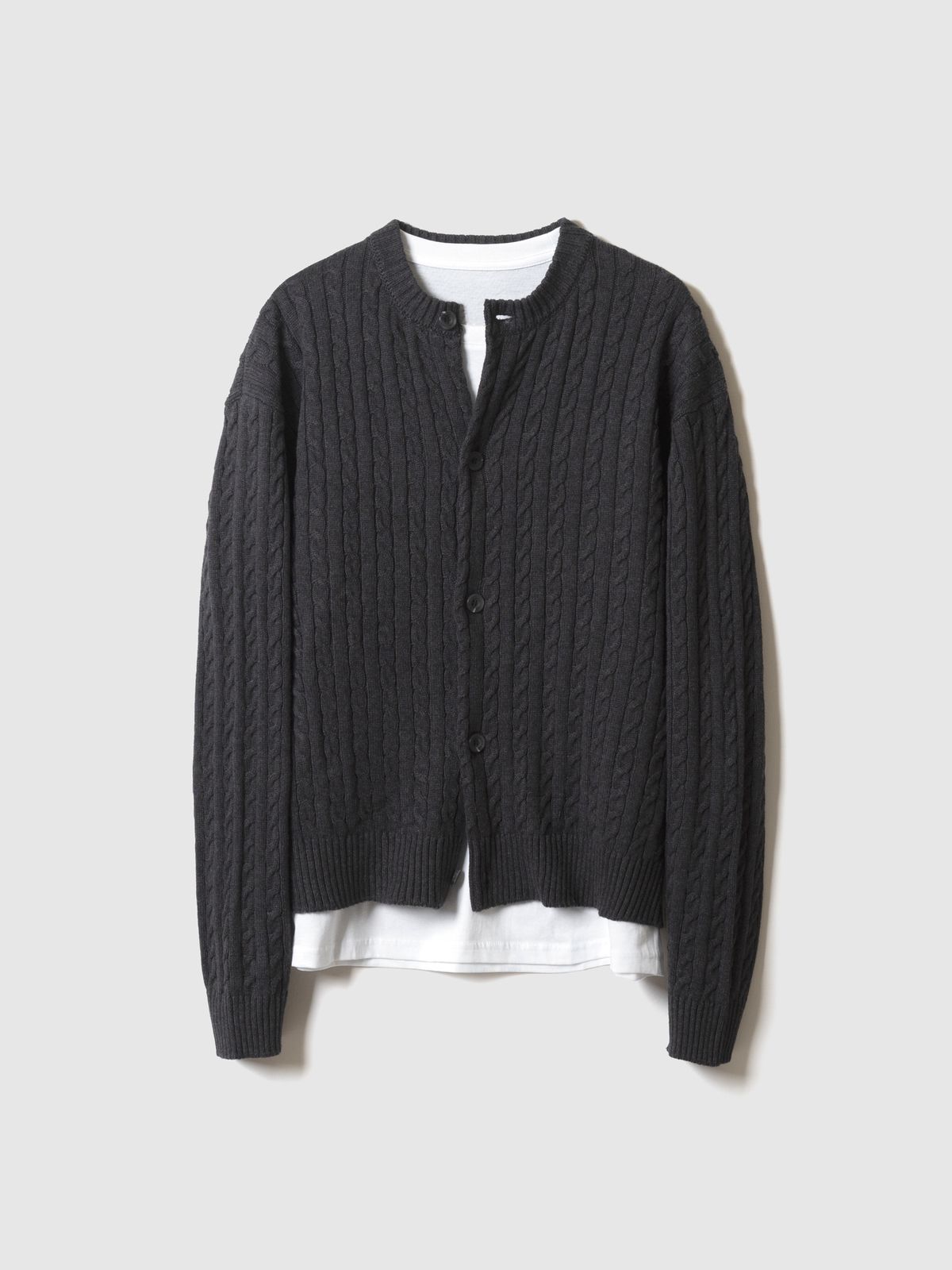 포커페이스(POKERFACE) CABLE CARDIGAN CHARCOAL