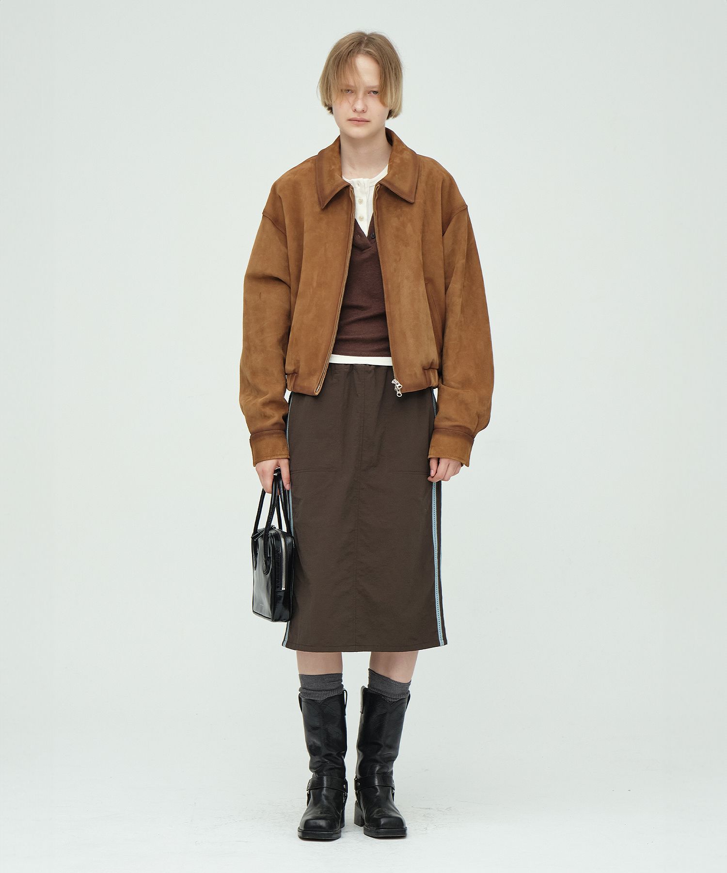 関税無料！MARGESHERWOOD ブラウン Piping Slim トートバッグ 242369F049002_1.jpg