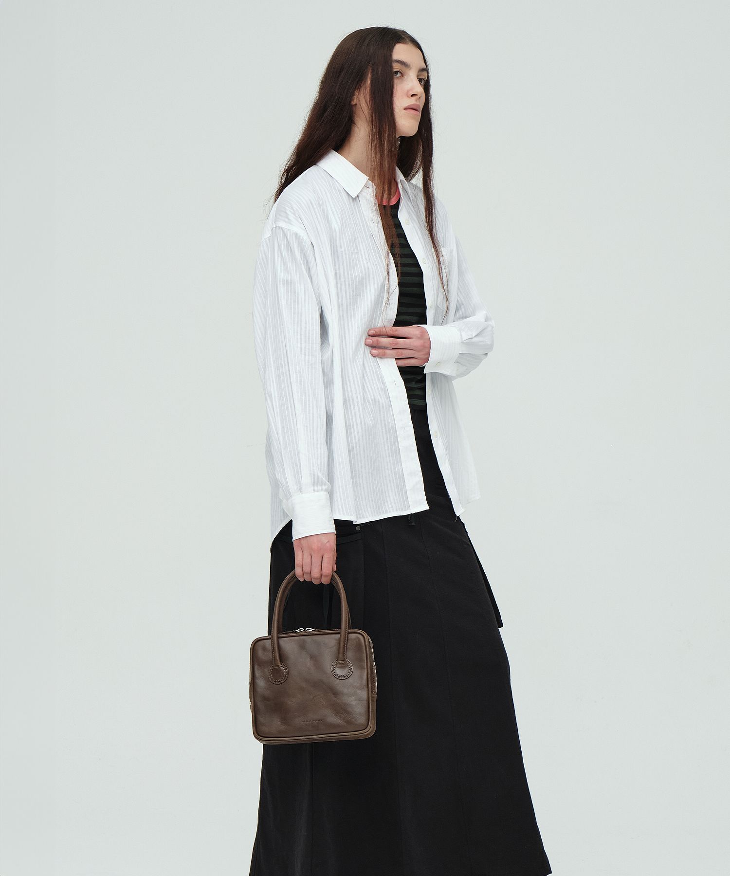 [Margesherwood ] / ☆ PIPING SLIM TOTE /washed brown pull-up MUSINSA | MARGESHERWOOD PIPING SLIM TOTE_washed brown pull-up