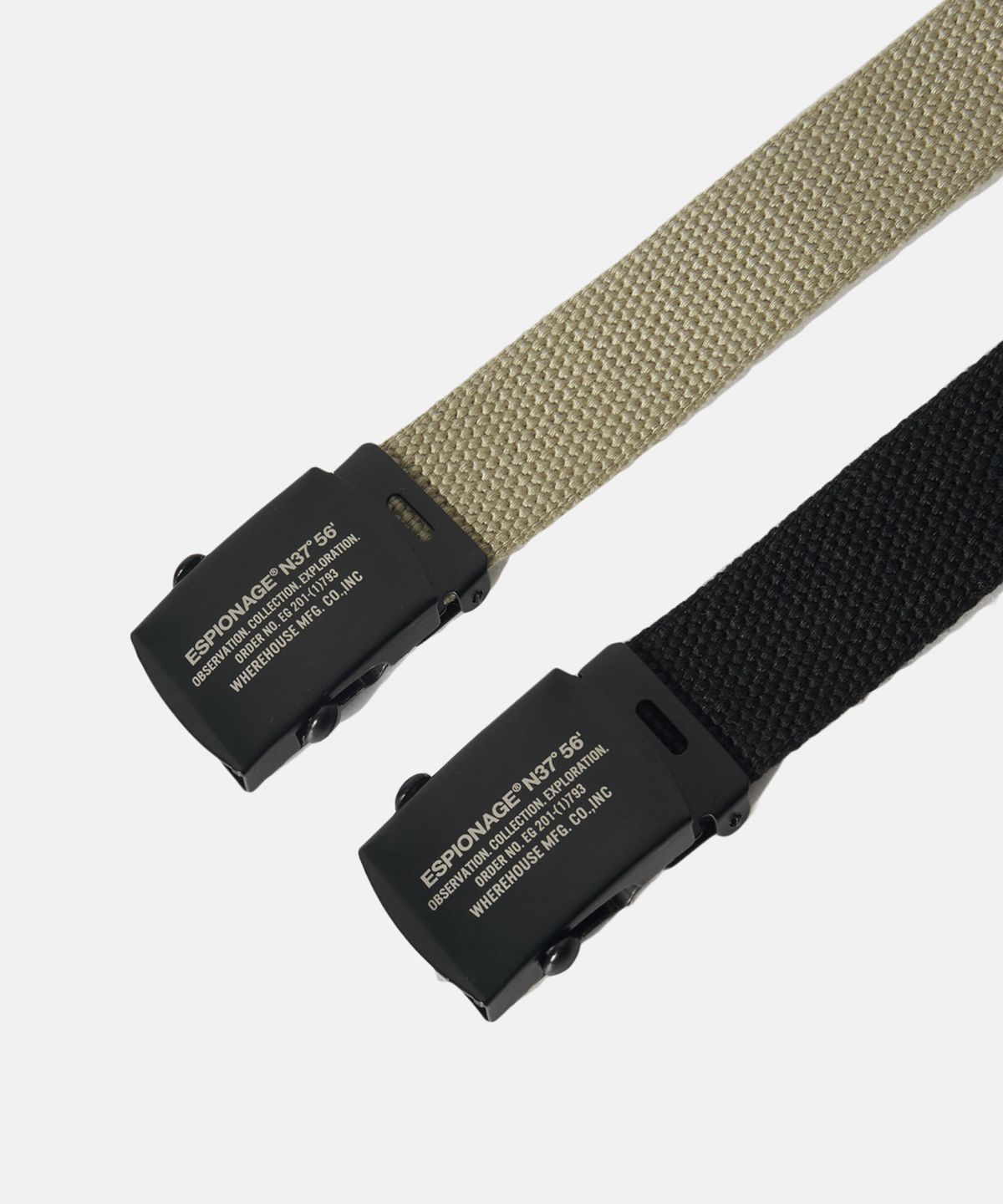 에스피오나지(ESPIONAGE) Military Web Belt Black Buckle/Tan