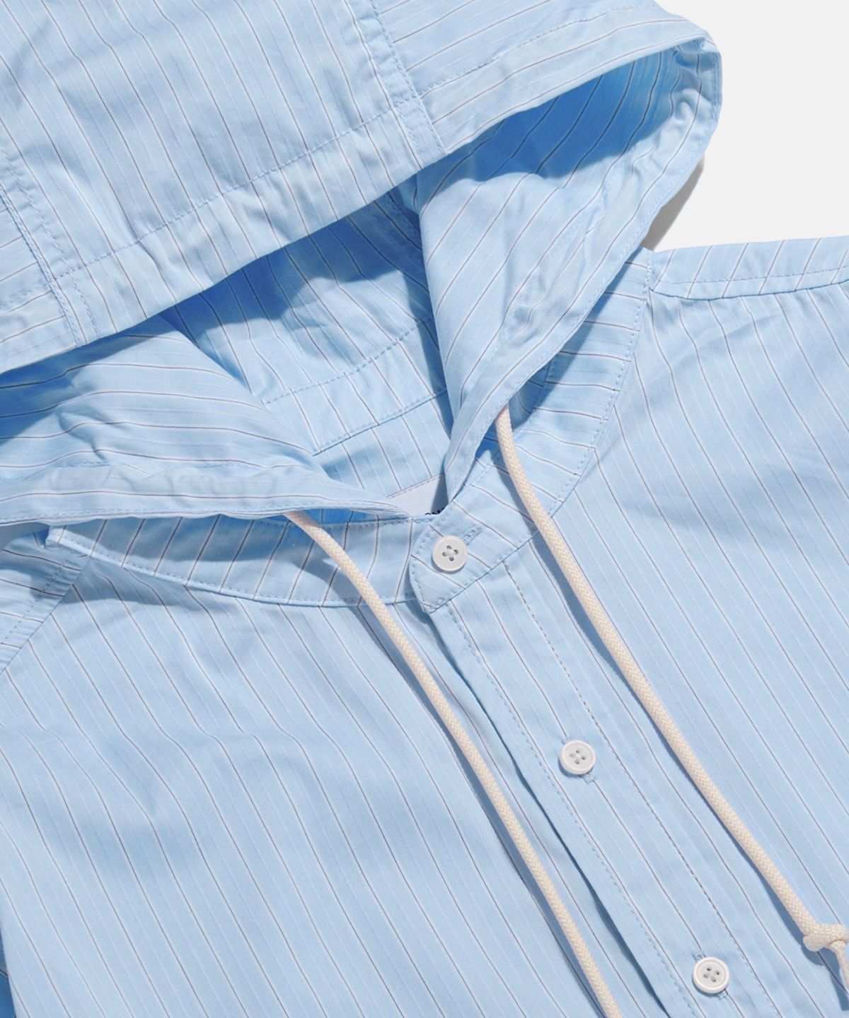 에스피오나지(ESPIONAGE) Hooded Over Shirt Jacket Blue Stripe