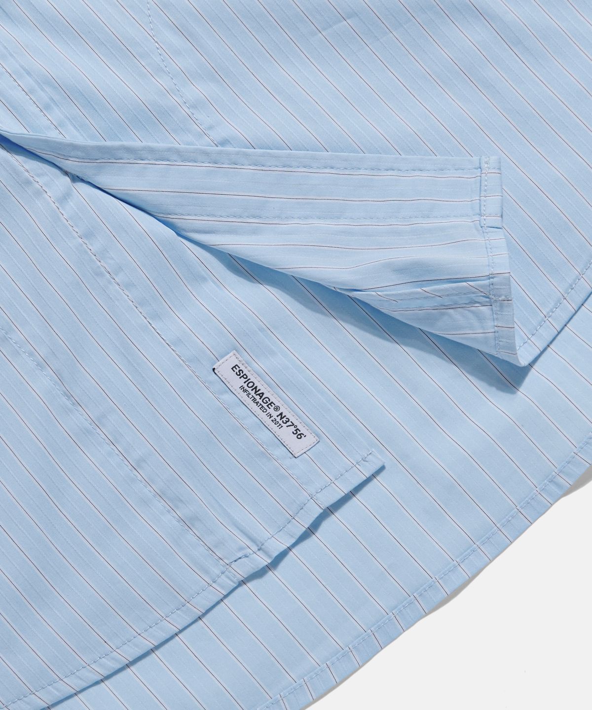 에스피오나지(ESPIONAGE) Hooded Over Shirt Jacket Blue Stripe