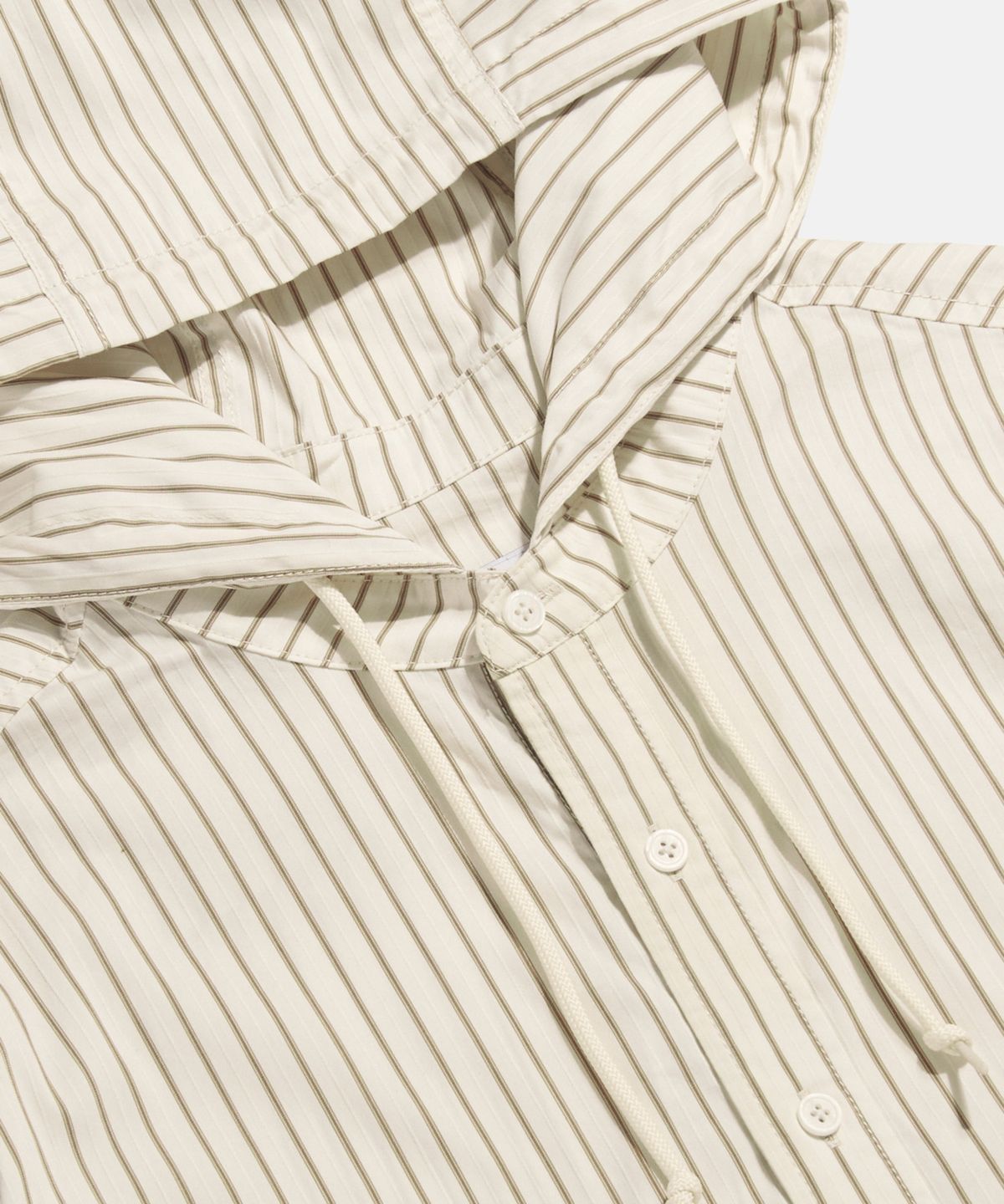에스피오나지(ESPIONAGE) Hooded Over Shirt Jacket Ivory Stripe