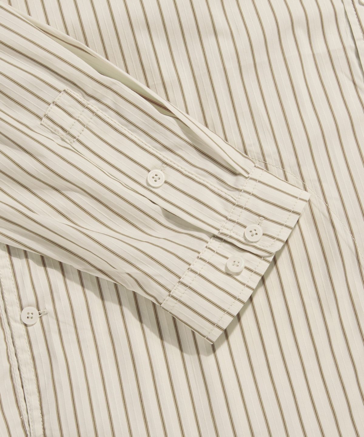 에스피오나지(ESPIONAGE) Hooded Over Shirt Jacket Ivory Stripe