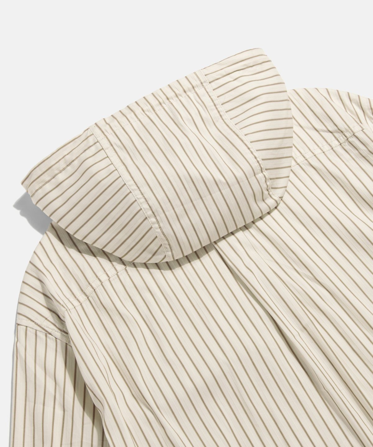 에스피오나지(ESPIONAGE) Hooded Over Shirt Jacket Ivory Stripe