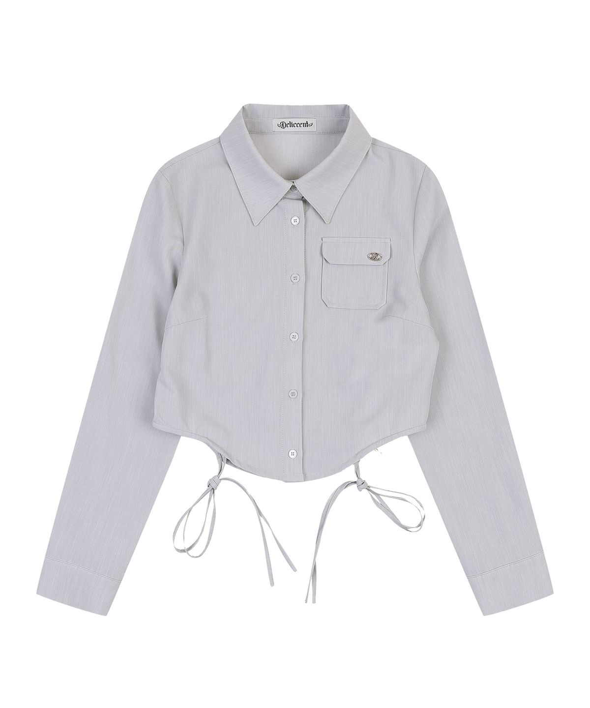 델리센트(DELICCENT) 미우 스트링 크롭 셔츠 [LIGHT GRAY]