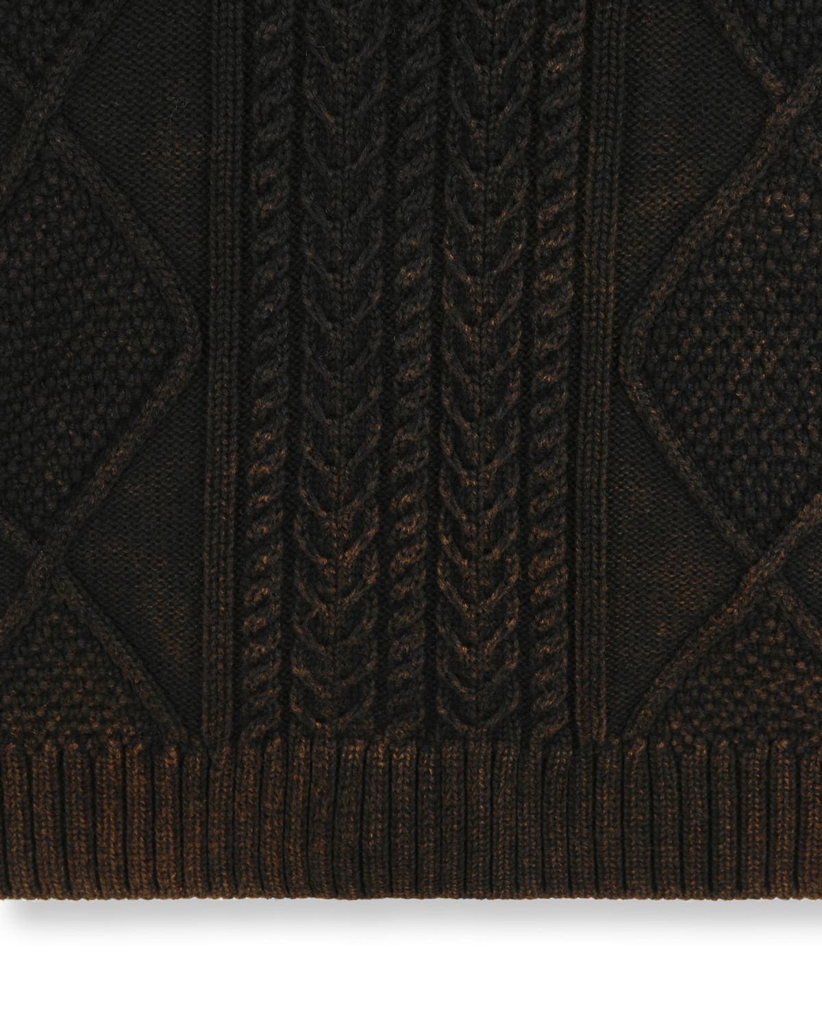 비슬로우(BESLOW) FISHERMAN CABLE KNIT HOODIE WASHED BLACK