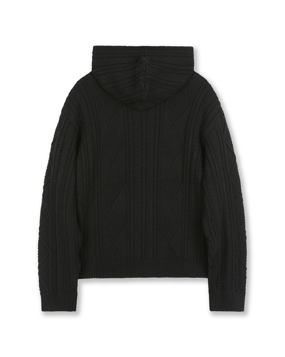 비슬로우(BESLOW) FISHERMAN CABLE KNIT HOODIE BLACK