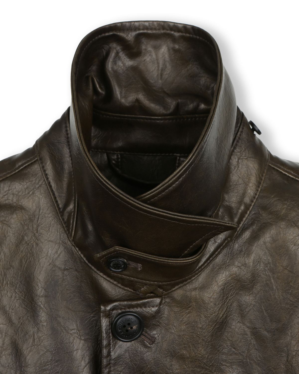 비슬로우(BESLOW) WASHED LEATHER CAR COAT BROWN