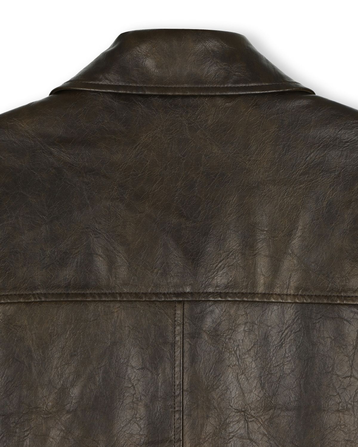 비슬로우(BESLOW) WASHED LEATHER CAR COAT BROWN