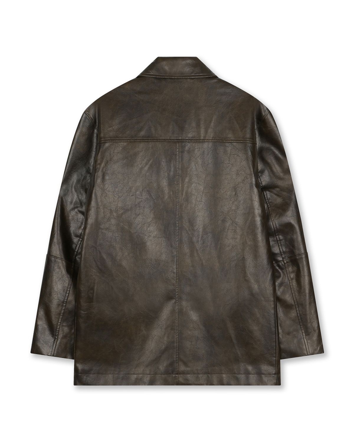 비슬로우(BESLOW) WASHED LEATHER CAR COAT BROWN