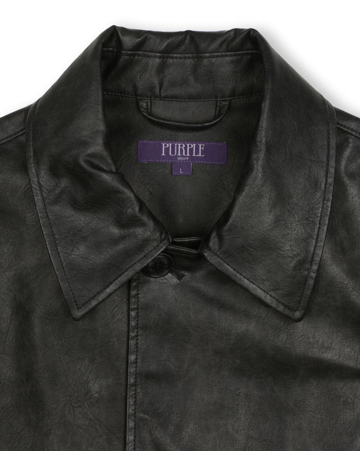 비슬로우(BESLOW) WASHED LEATHER CAR COAT BLACK