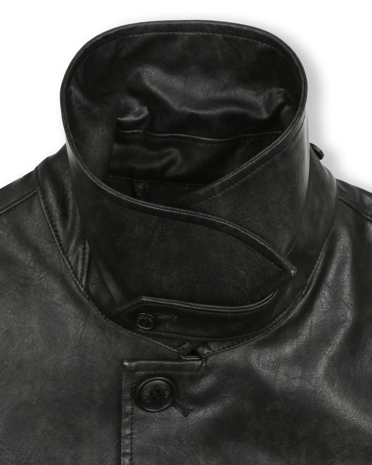 비슬로우(BESLOW) WASHED LEATHER CAR COAT BLACK