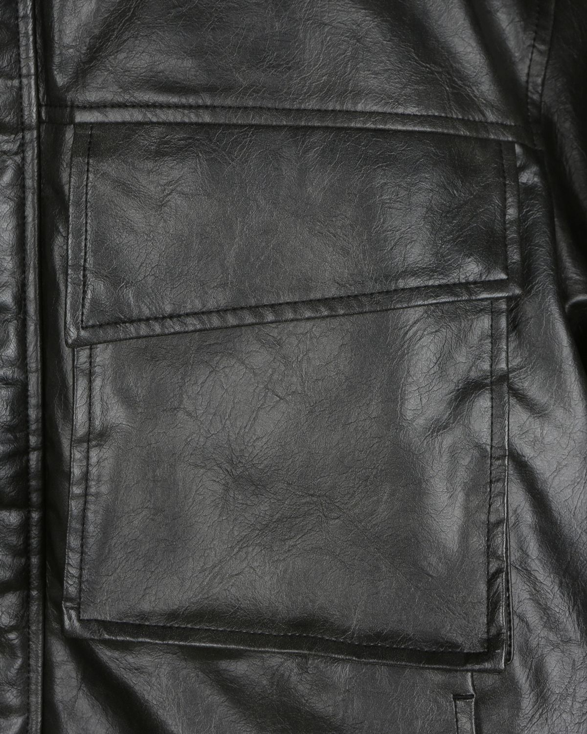 비슬로우(BESLOW) BIG POCKET HOODED LEATHER JUMPER BLACK