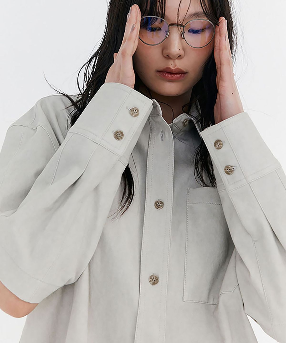 분더캄머(WNDERKAMMER) Open Point Washed Shirt_Grey(오픈 포인트 워싱 셔츠_그레이)