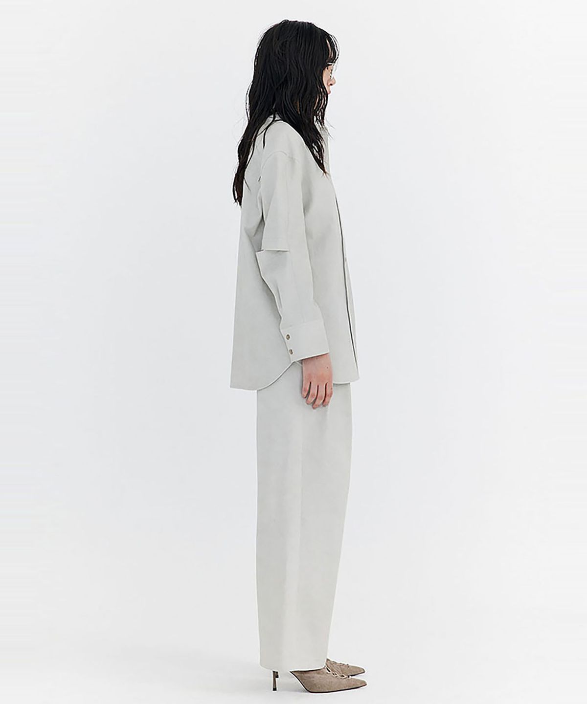 분더캄머(WNDERKAMMER) Open Point Washed Shirt_Grey(오픈 포인트 워싱 셔츠_그레이)
