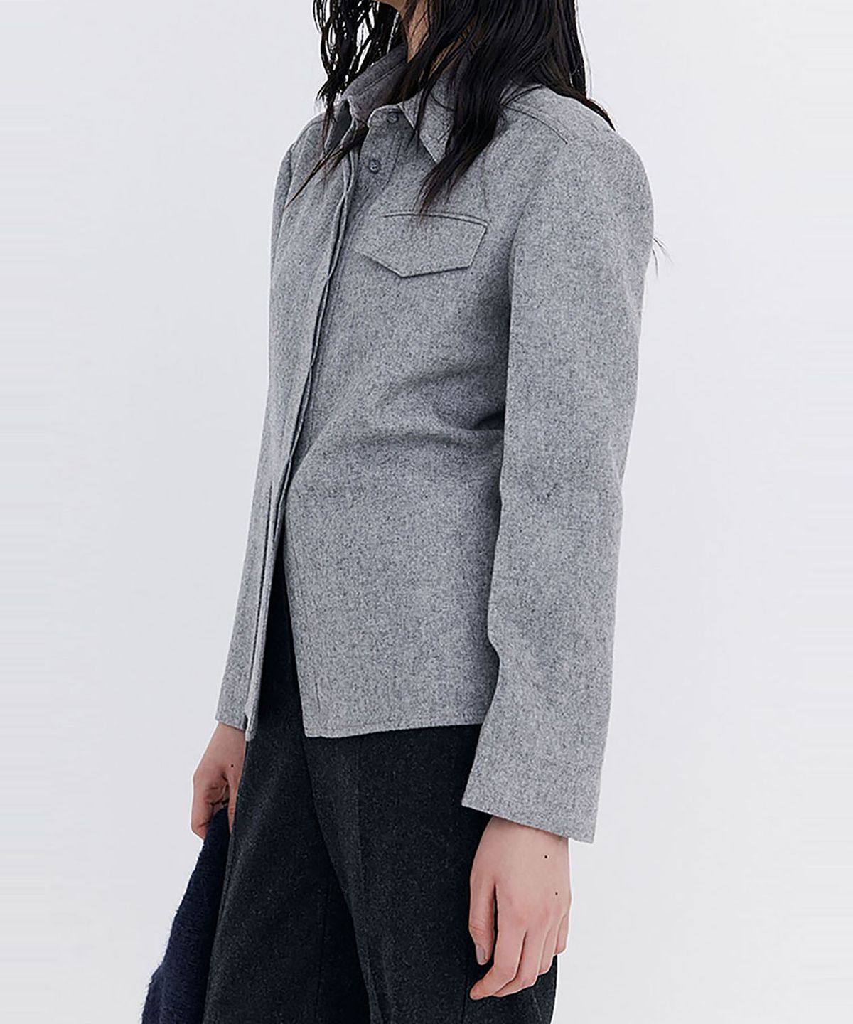 분더캄머(WNDERKAMMER) Wool Slim-Line Shirt_Grey(울 슬림 라인 셔츠_그레이)