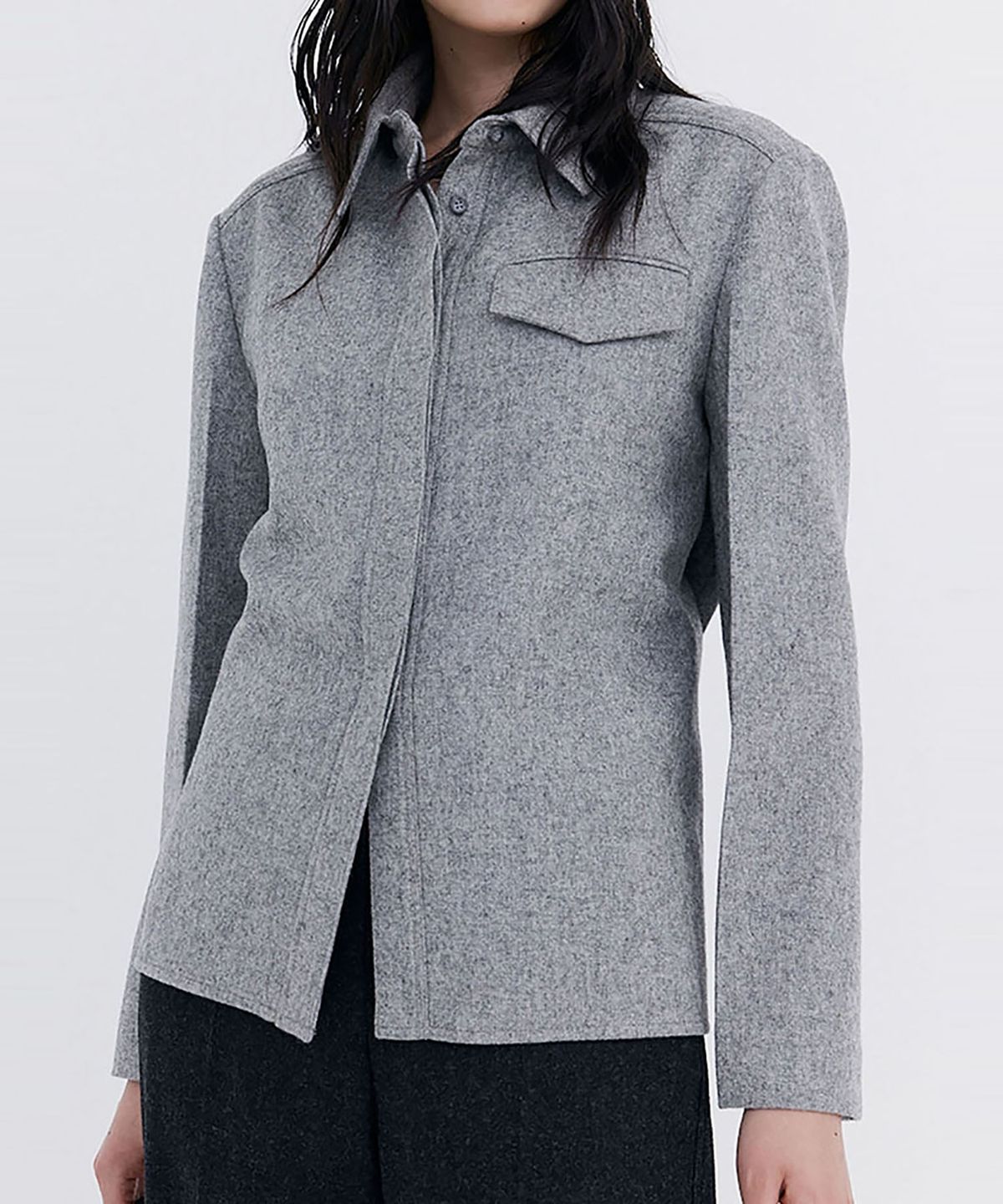 분더캄머(WNDERKAMMER) Wool Slim-Line Shirt_Grey(울 슬림 라인 셔츠_그레이)