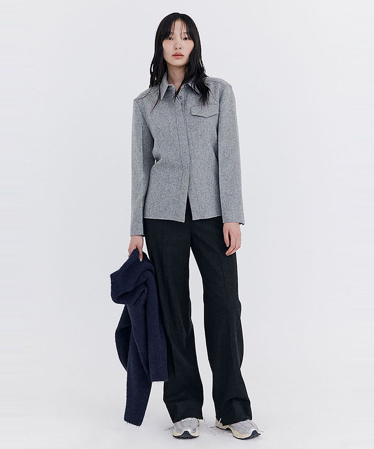 분더캄머(WNDERKAMMER) Wool Slim-Line Shirt_Grey(울 슬림 라인 셔츠_그레이)