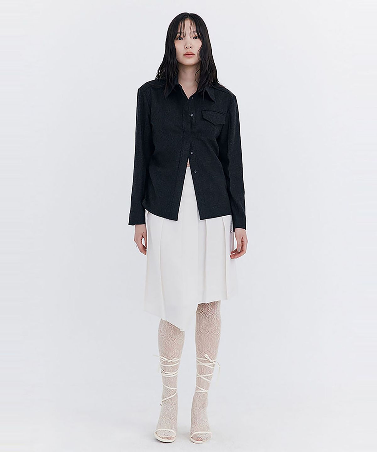 분더캄머(WNDERKAMMER) Wool Slim-Line Shirt_Charcoal(울 슬림 라인 셔츠_차콜)