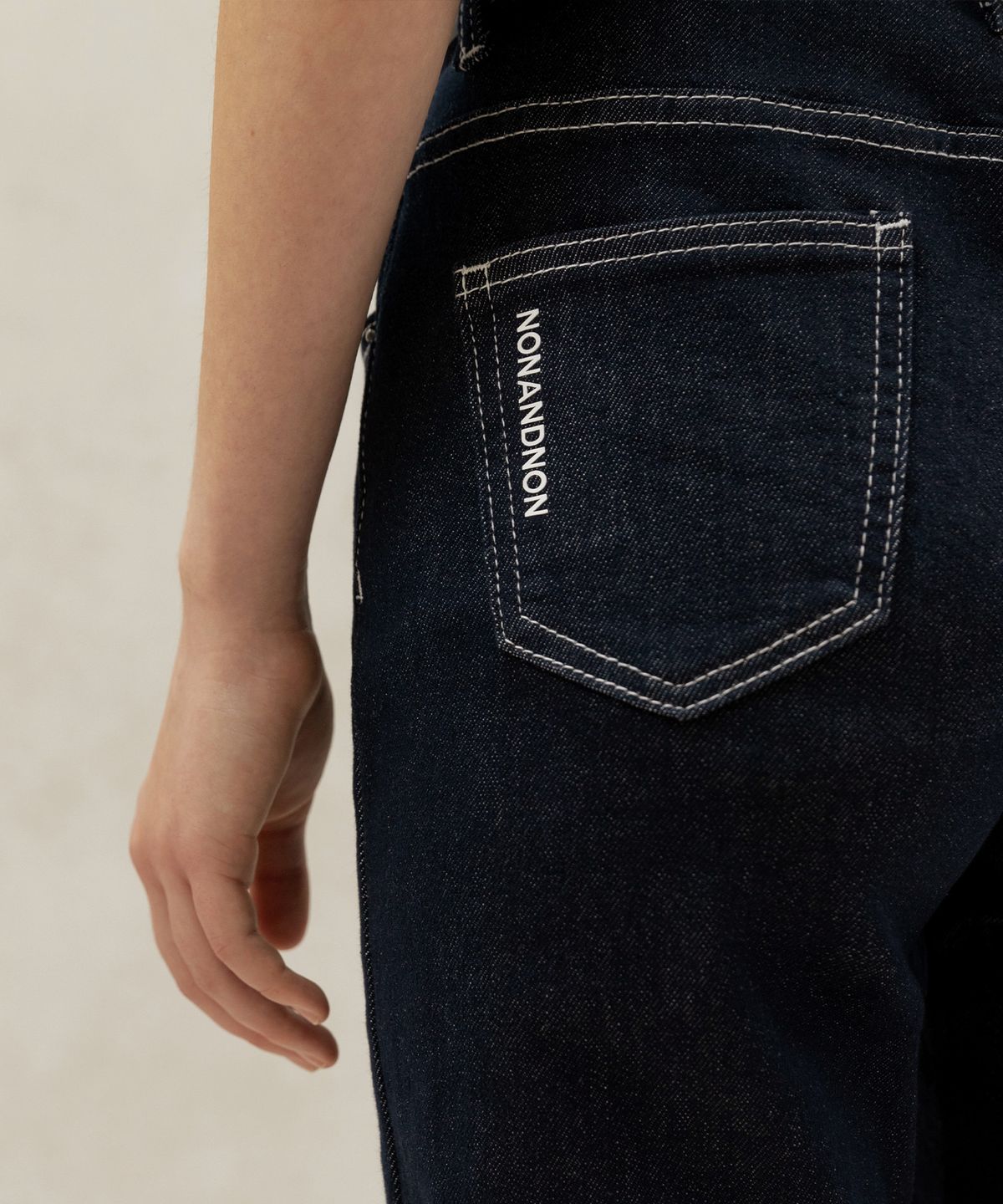논앤논(NON AND NON) ESSENTIAL NON-FADED SELVEDGE DENIM BAGGY PANTS_NHPT4100 (DARK BLUE)