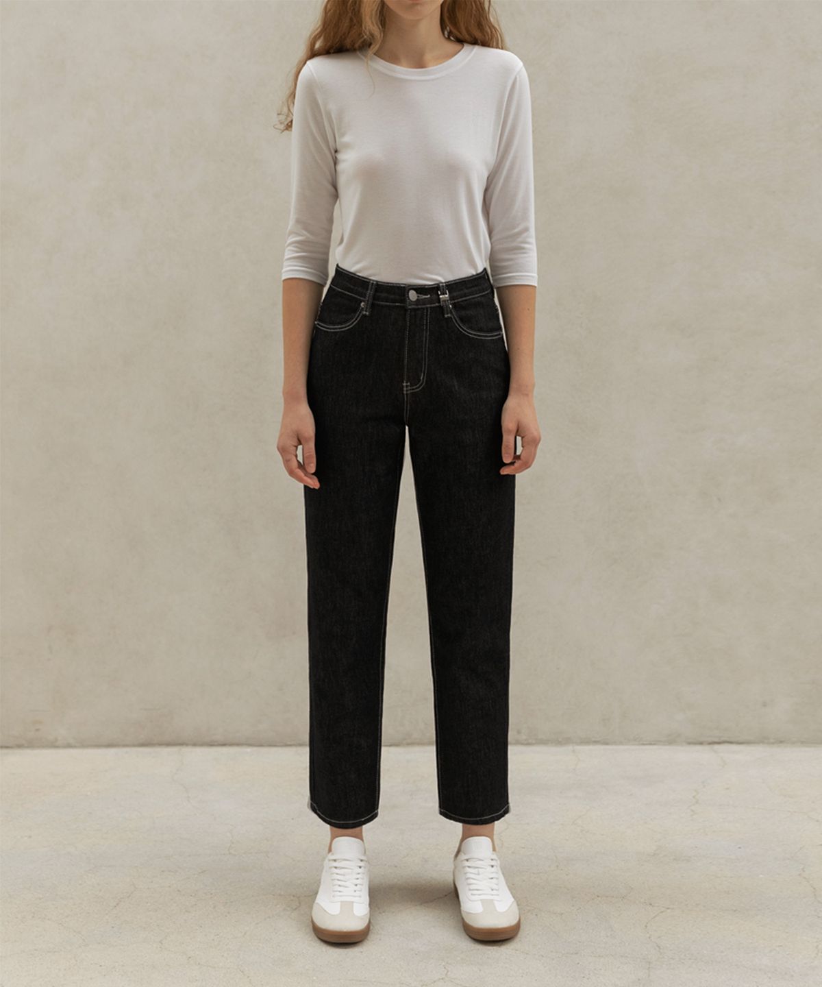 논앤논(NON AND NON) ESSENTIAL NON-FADED SELVEDGE DENIM BAGGY PANTS_NHPT4100 (BLACK)