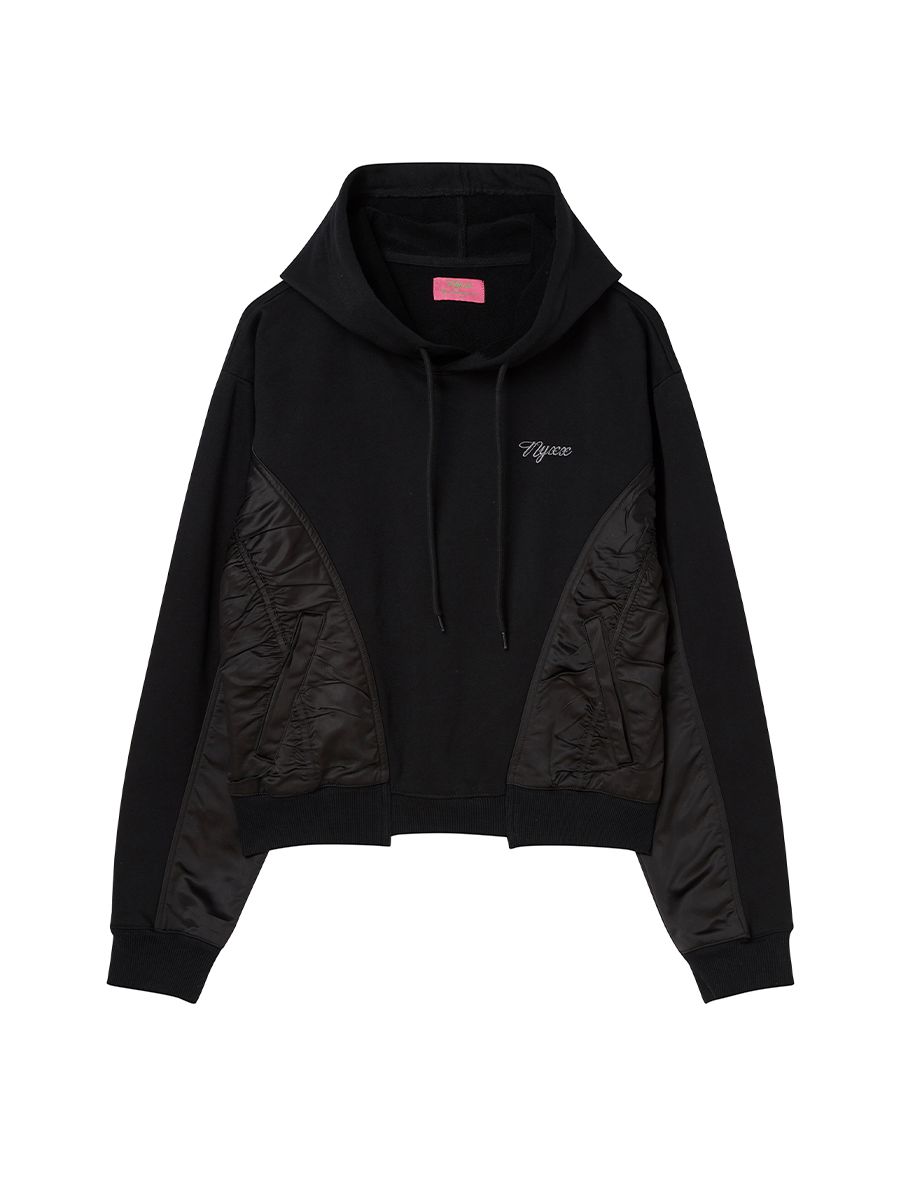 MUSINSA | NYXX SATIN WEAVE HOODIE BLACK