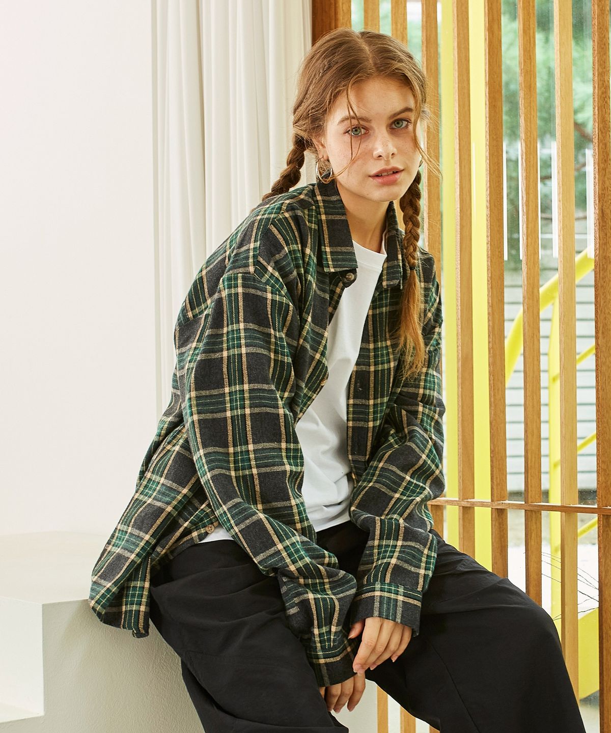 고스트리퍼블릭(GHOST REPUBLIC) Tartan 체크 오버핏 셔츠 3Color GLS-708