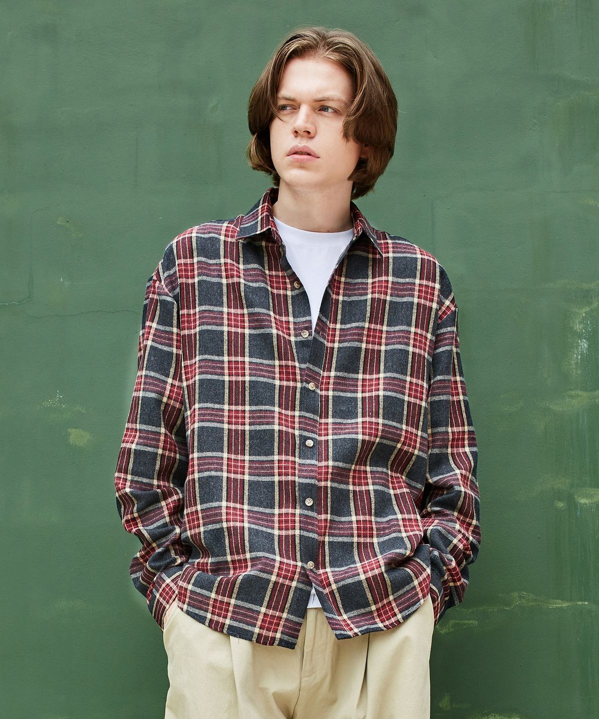 고스트리퍼블릭(GHOST REPUBLIC) Tartan 체크 오버핏 셔츠 3Color GLS-708