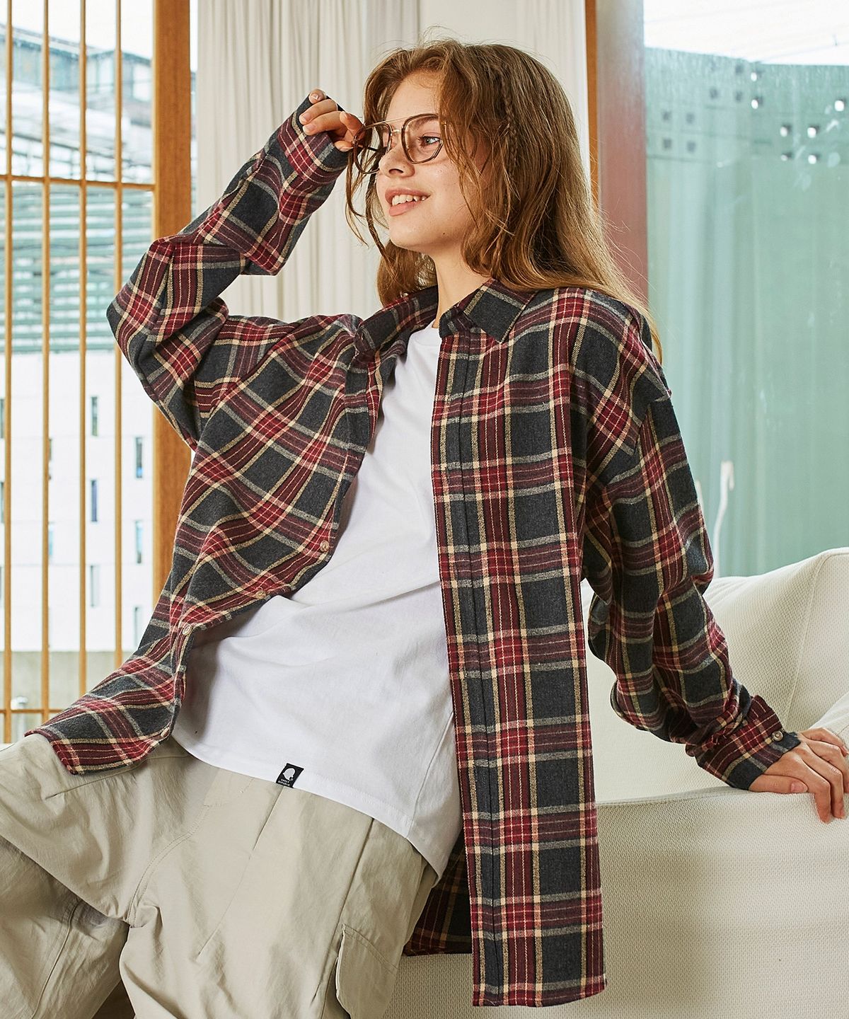 고스트리퍼블릭(GHOST REPUBLIC) Tartan 체크 오버핏 셔츠 3Color GLS-708