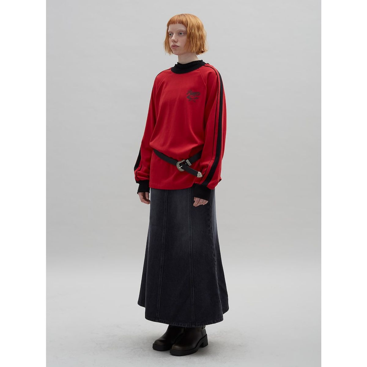 샌드 사운드(SAND SOUND) Piping Detail Raglan TShirt  Red