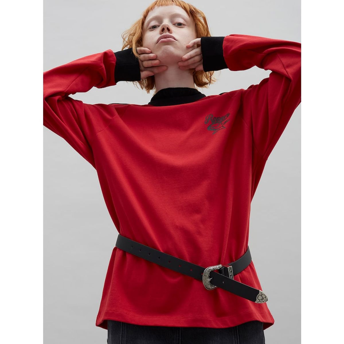 샌드 사운드(SAND SOUND) Piping Detail Raglan TShirt  Red