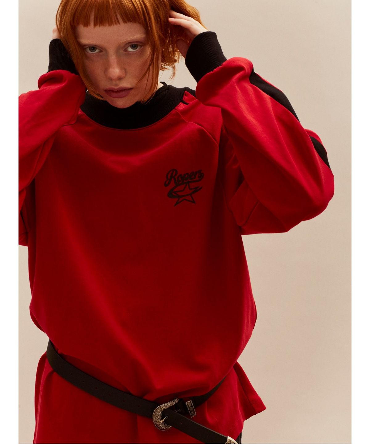 샌드 사운드(SAND SOUND) Piping Detail Raglan TShirt  Red