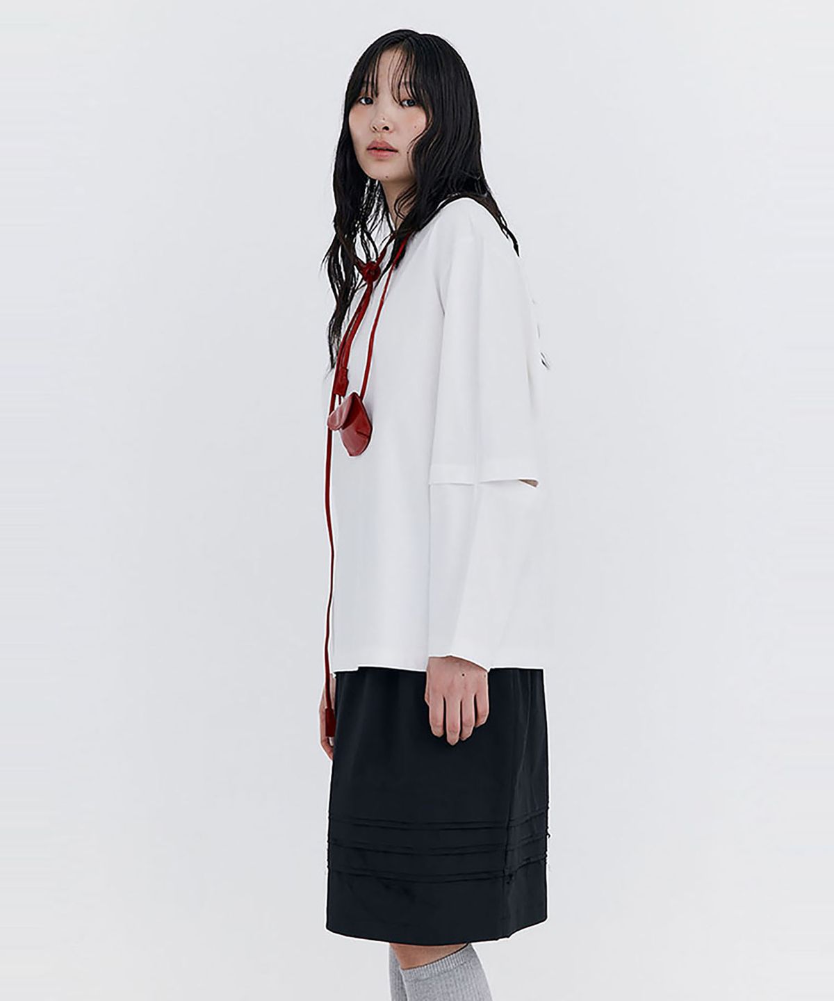 분더캄머(WNDERKAMMER) Open Point Boxy T-shirt_Ivory(오픈 포인트 박시 티셔츠_아이보리)