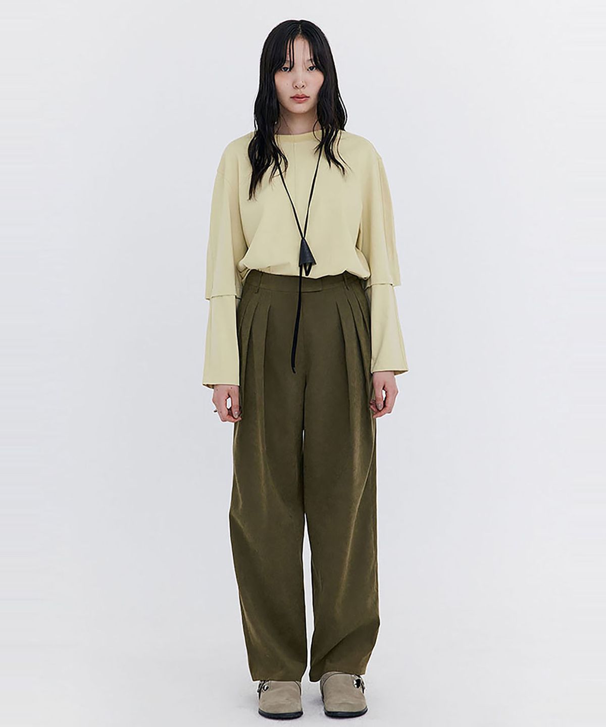 분더캄머(WNDERKAMMER) Open Point Boxy T-shirt_Yellow Green(오픈 포인트 박시 티셔츠_옐로우 그린)