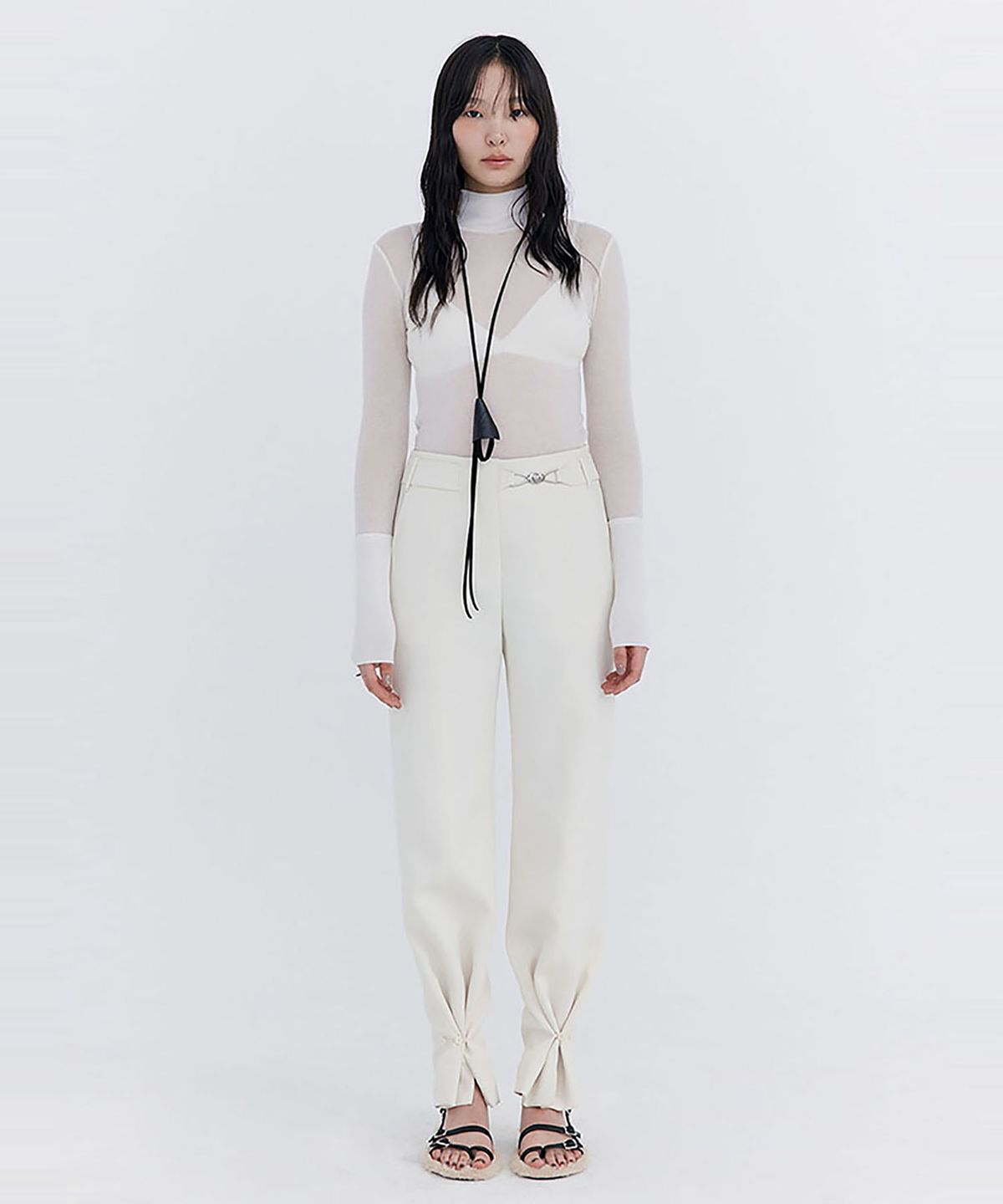 분더캄머(WNDERKAMMER) Knit Rib Half Turtleneck T-shirt_Ivory(니트 립 하프 터틀넥 티셔츠_아이보리)