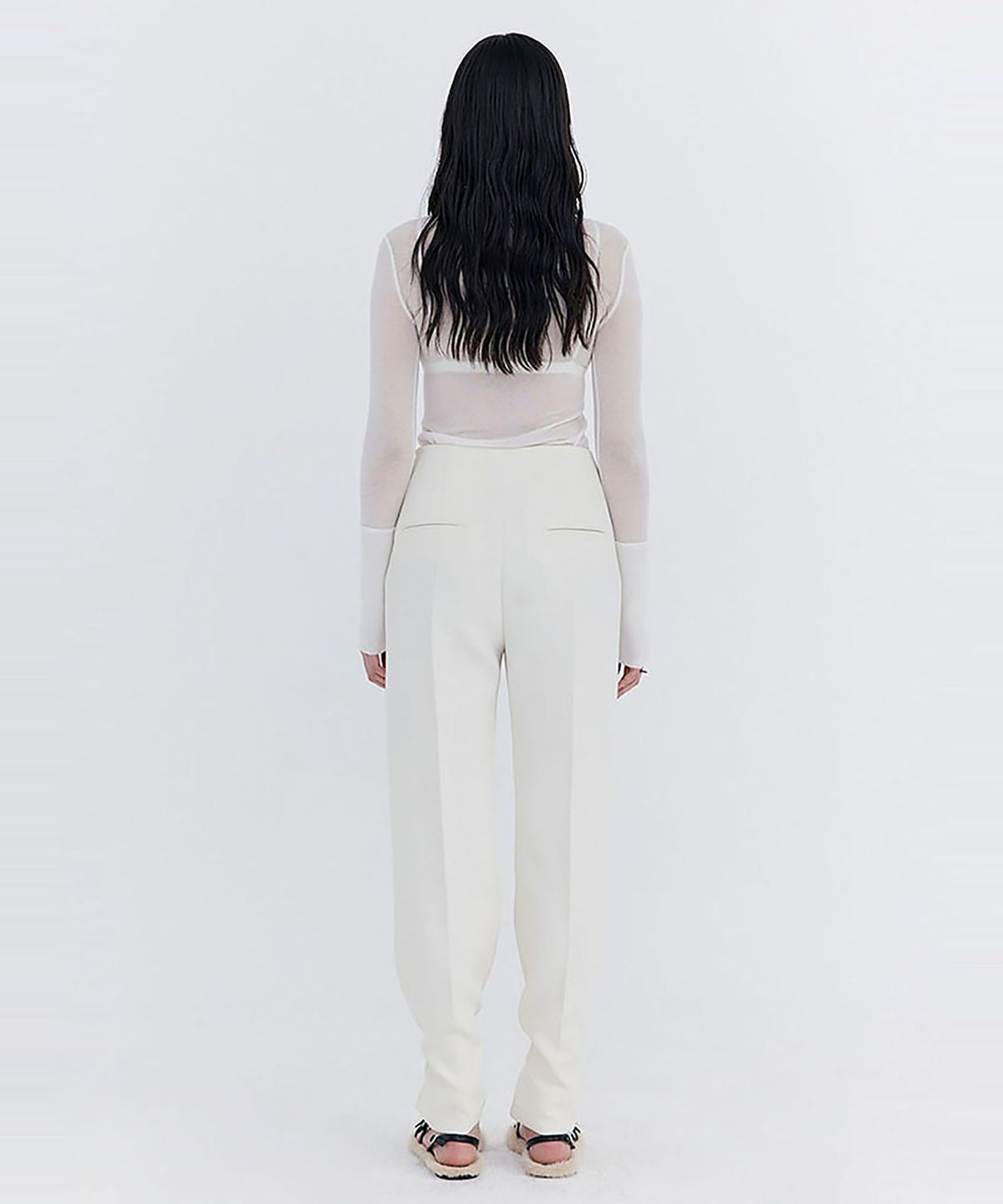 분더캄머(WNDERKAMMER) Knit Rib Half Turtleneck T-shirt_Ivory(니트 립 하프 터틀넥 티셔츠_아이보리)
