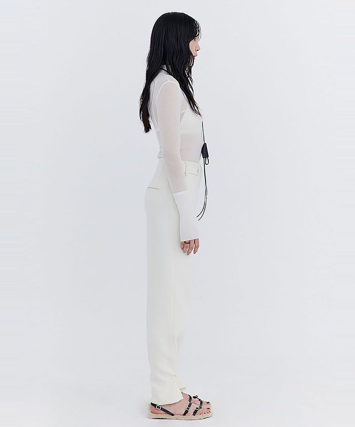 분더캄머(WNDERKAMMER) Knit Rib Half Turtleneck T-shirt_Ivory(니트 립 하프 터틀넥 티셔츠_아이보리)