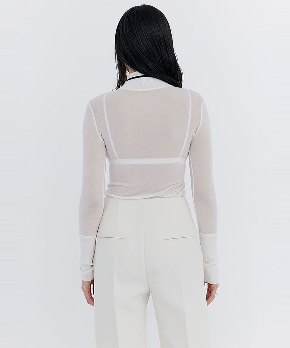 분더캄머(WNDERKAMMER) Knit Rib Half Turtleneck T-shirt_Ivory(니트 립 하프 터틀넥 티셔츠_아이보리)