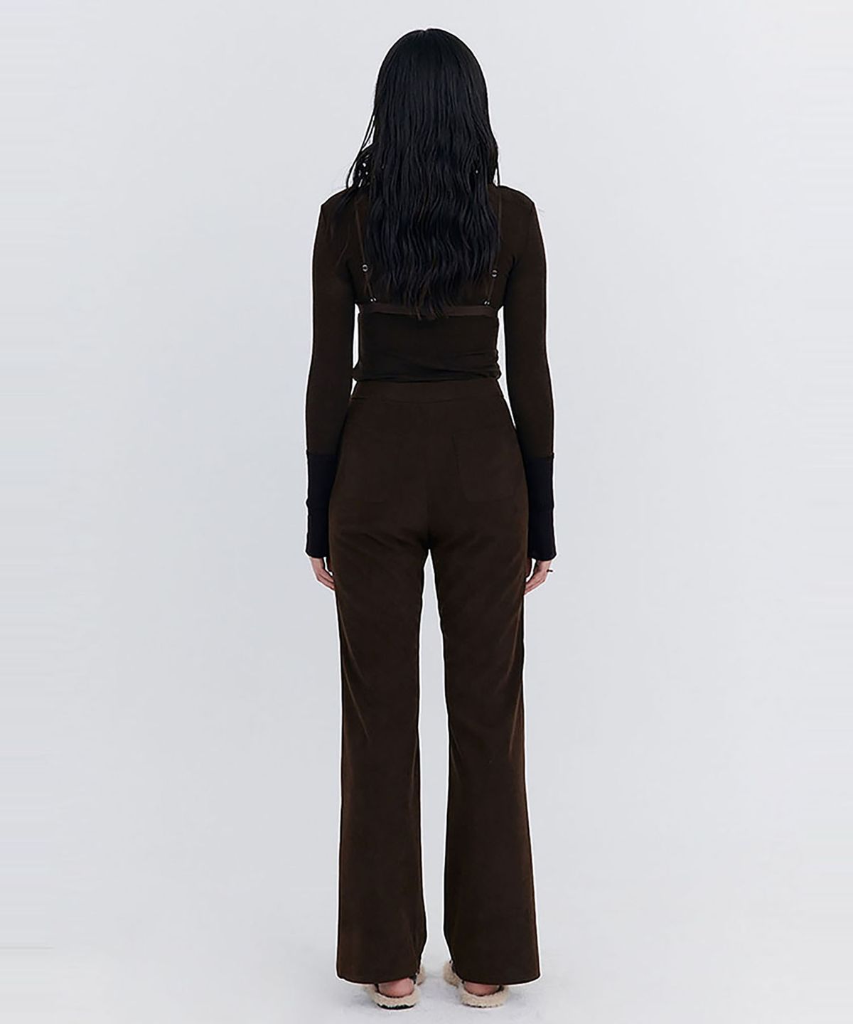 분더캄머(WNDERKAMMER) Knit Rib Half Turtleneck T-shirt_Brown(니트 립 하프 터틀넥 티셔츠_브라운)