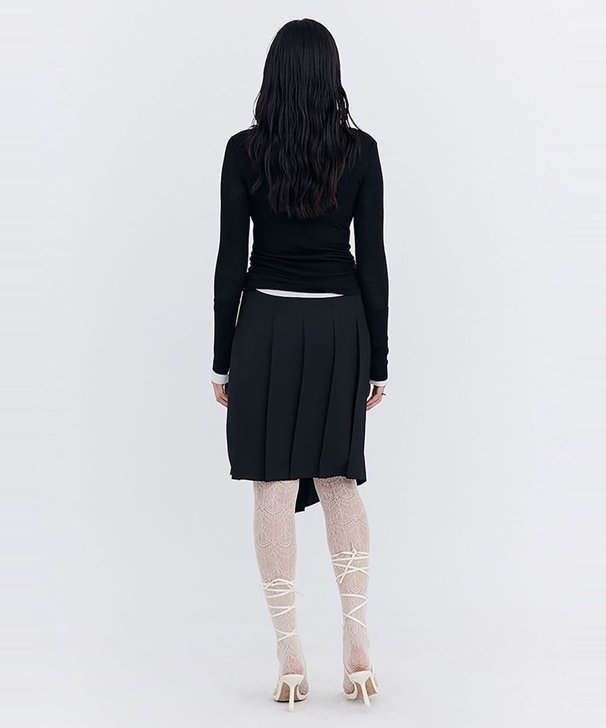 분더캄머(WNDERKAMMER) Knit Rib Half Turtleneck T-shirt_Black(니트 립 하프 터틀넥 티셔츠_블랙)