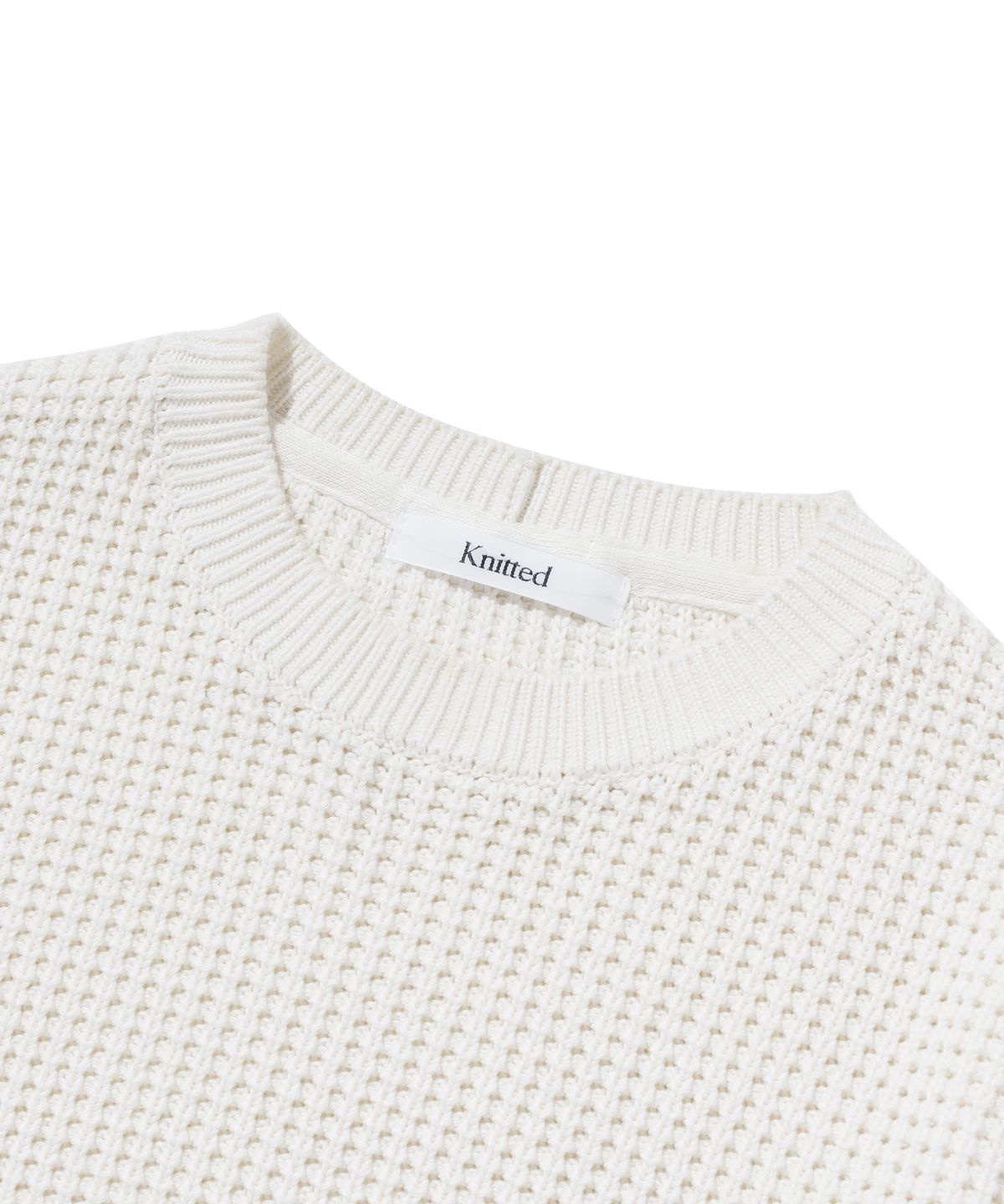 니티드(KNITTED) 헤비 와플 라운드 니트 IVORY